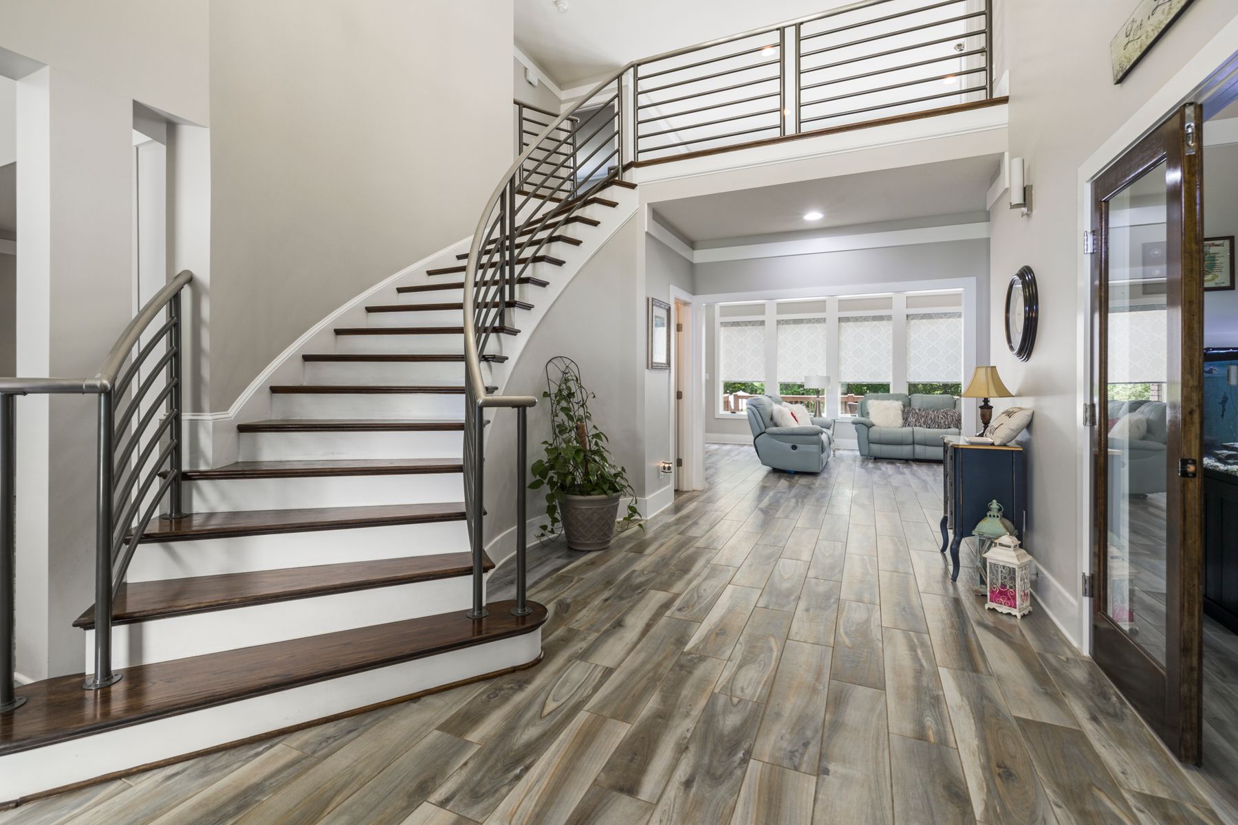 Interior carpentry showing a finished staircase and trim work